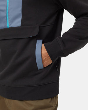 Black-Half-Zip-Regular-Fit-Fleece-Hoodie