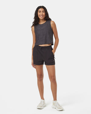 Black-Mid-Rise-Water-Repellent-Zip-Pocket-Shorts