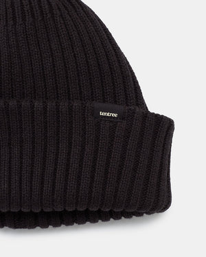 Black-Organic-Cotton-Ribbed-Short-Beanie