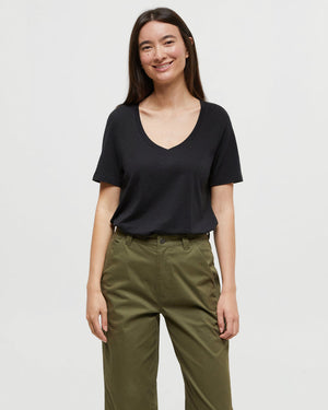 Black-V-Neck-Short-Sleeve-T-Shirt