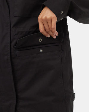 Black-Water-Repellent-Mock-Collar-Zip-Up-Jacket
