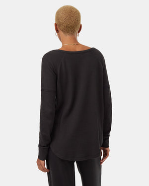 Black-Women_s-Waffle-Knit-Longsleeve-Top