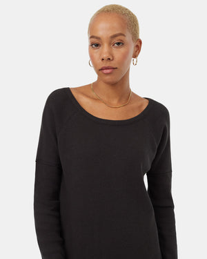 Black-Women_s-Waffle-Knit-Longsleeve-Top