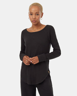 Black-Women_s-Waffle-Knit-Longsleeve-Top
