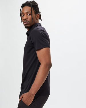 Black Mens Short Sleeve Polo Neck T-Shirt