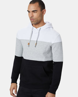 Black,White Men's Stripe Pullover Hoodie