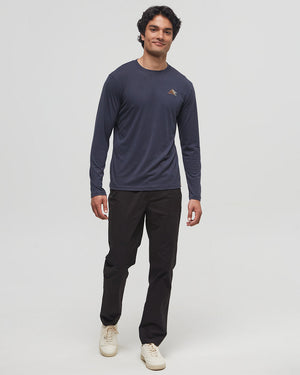Blue-Crew-Neck-Graphic-Longsleeve-T-Shirt