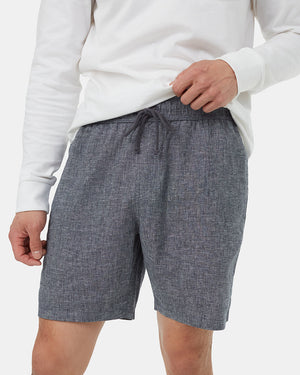 Blue-Mens-Casual-Hemp-Shorts