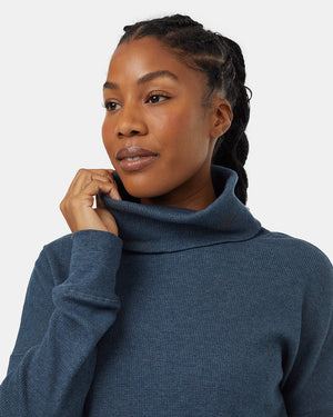 Blue-Womens-Waffle-Knit-Sweater
