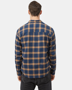 Mens Longsleeve Button Up Blue White Brown