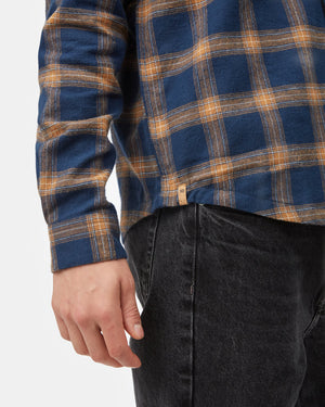 Mens Longsleeve Button Up Blue White Brown