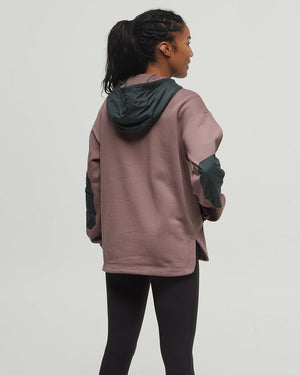 Brown-14-Zip-Color-Block-Fleece-Hoodie
