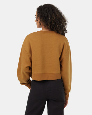 Brown-Crew-Neck-Oversized-Cropped-Sweatshirt