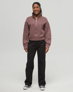 Brown-Mock-Neck-Full-Front-Zip-Sweatshirt