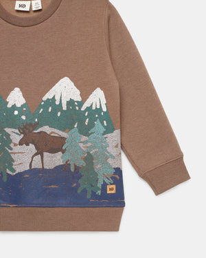 Brown-Organic-Cotton-Graphic-Crew-Neck-Sweatshirt