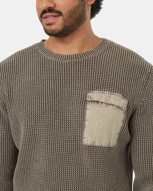 Brown-Organic-Cotton-Pocketed-Crew-Neck-Sweater