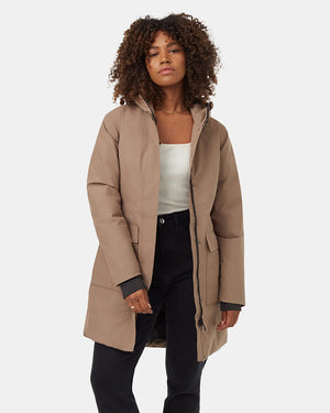 Brown-Water-Repellent-Hooded-Long-Parka