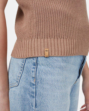 Brown Women's Knit Halter Neck Top