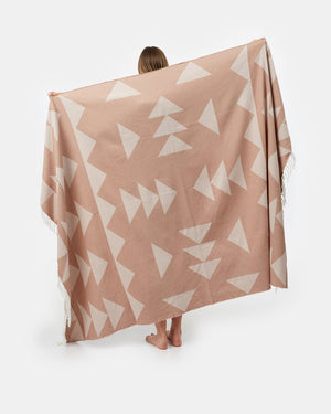 Brown,White Organic Cotton Reversible Beach Blanket