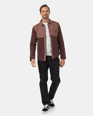 Burgundy-Color-Block-Fleece-Shirt-Jacket