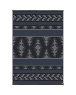 Black,Blue Organic Cotton Pattern Blanket Scarf
