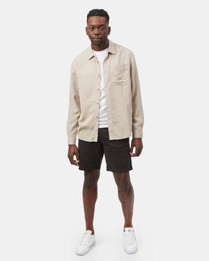 Gray,White Men's Hemp Long Sleeve Shirt