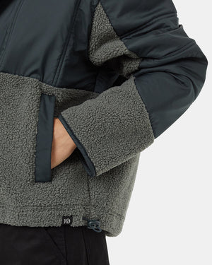 Green-Boucle-Oversized-Fit-Fleece-Hoodie