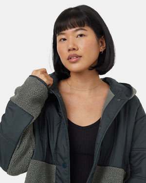 Green-Boucle-Oversized-Fit-Fleece-Hoodie