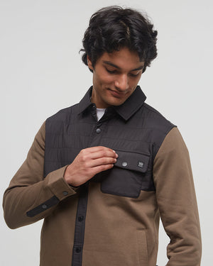 Green-Color-Block-Fleece-Shirt-Jacket