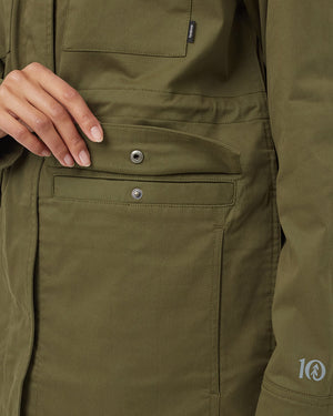 Green-Water-Repellent-Mock-Collar-Zip-Up-Jacket