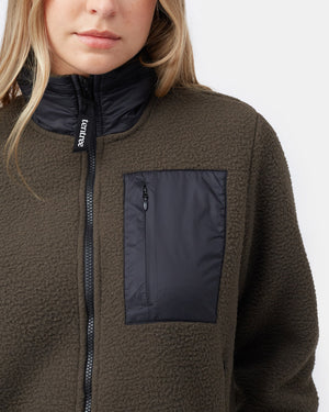Green Women's Fleece Sherpa Zip Up