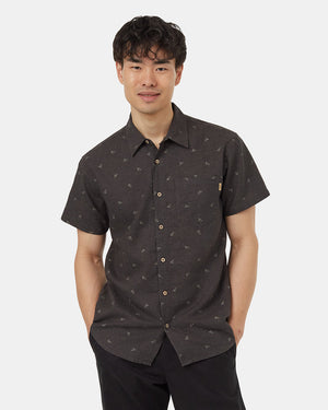 Grey-Collared-Patterned-Shortsleeve-Button-Up-Shirt