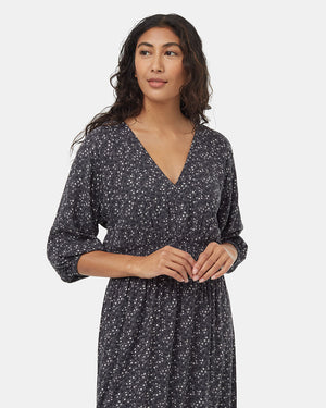Grey-Raglan-Blouson-Sleeve-Patterned-Maxi-Dress
