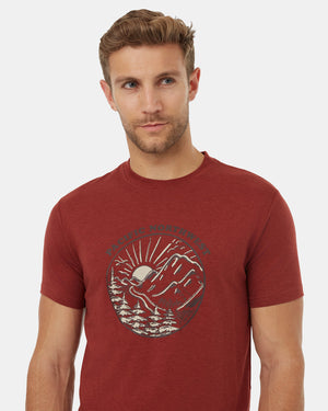 Red-Crew-Neck-Short-Sleeve-Graphic-T-Shirt