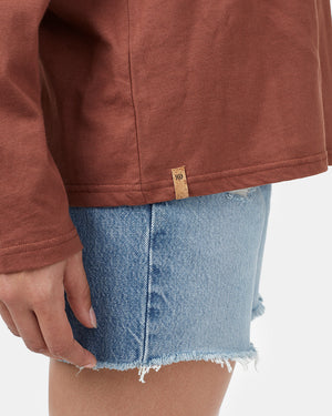Red Organic Cotton Oversized Long Sleeve Top