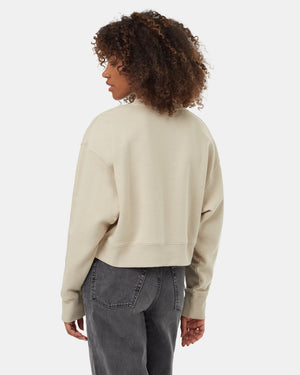 Oatmeal-Organic-Cotton-Crew-Neck-Oversized-Cropped-Sweatshirt