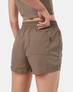 Womens-green-casual-summer-nylon-shorts