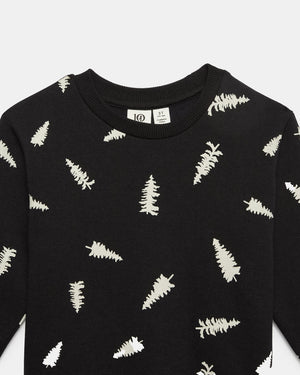 Black Kids Fleece Crew Neck Sweatshirt