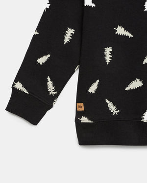 Black Kids Fleece Crew Neck Sweatshirt