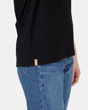 Black Short Sleeve Scoop Neck T-Shirt