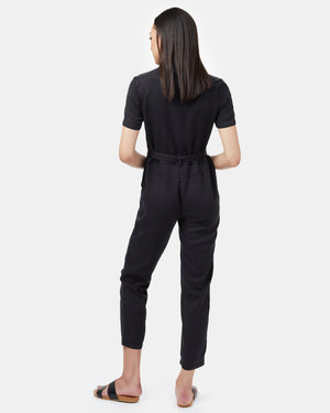 Black Women's Collared Shortsleeve Romper