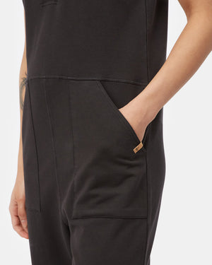 Black Women's Organic Cotton V-Neck Romper