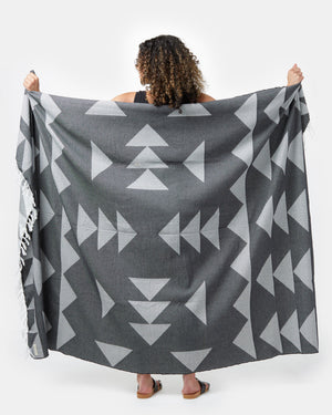 Black,White Organic Cotton Reversible Beach Blanket