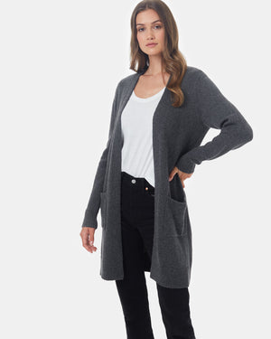 Blue Women's Wool Mid Length Cardigan