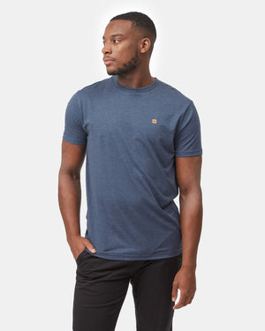 Mens-Blue-Recycled-Polyester-Crewneck-T-Shirt