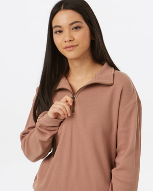 BrownWomen_sWaffleKnitHalfZipSweatshirt