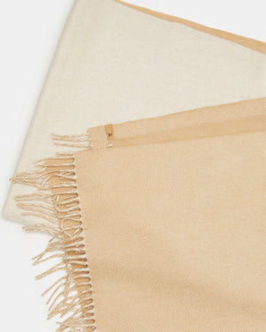 Brown,White Woven Wool Scarf