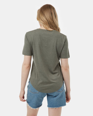 Green V-Neck Short Sleeve T-Shirt