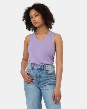 Purple-Womens-Recycled-V-Neck-Tank-Top