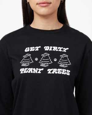 Black Organic Cotton Graphic Long Sleeve Top